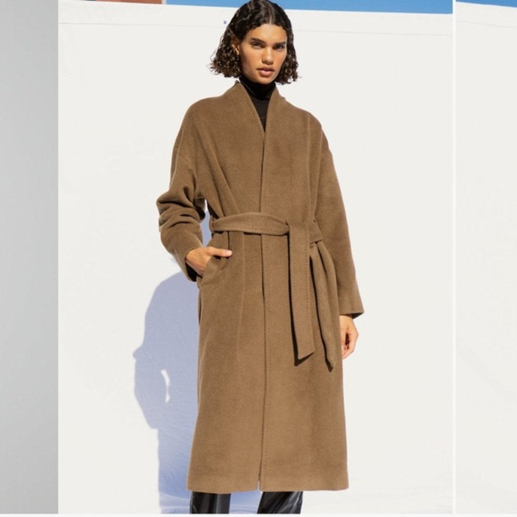 Aritzia Wilfred Raffles Camel Belted Overcoat 3